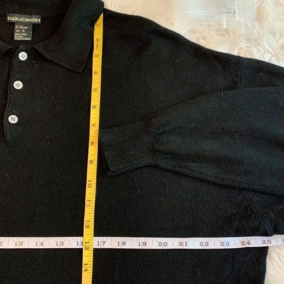 KEVOMAN sweater cashmere/silk blend polo style long sleeve men’s size XL - Picture 6 of 8